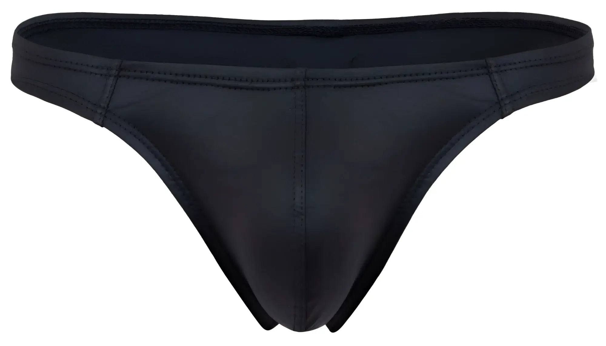 Black glossy finish seamless thong made of stretchy fabric from pikante pik 2119 candy thongs color black