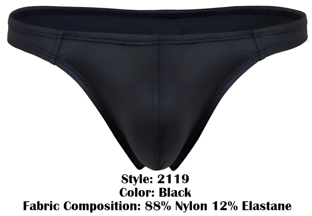 Black thong from Pikante PIK 2119 Candy Thongs in smooth nylon and elastane with visible stitching in black color