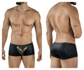 Pikante pik 2120 gold cup trunks black leather-like briefs with shiny gold metallic front panel