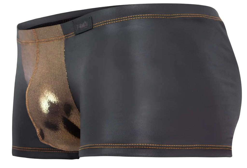 Black and gold metallic pikante pik 2120 gold cup trunks with shiny textured side panel briefs