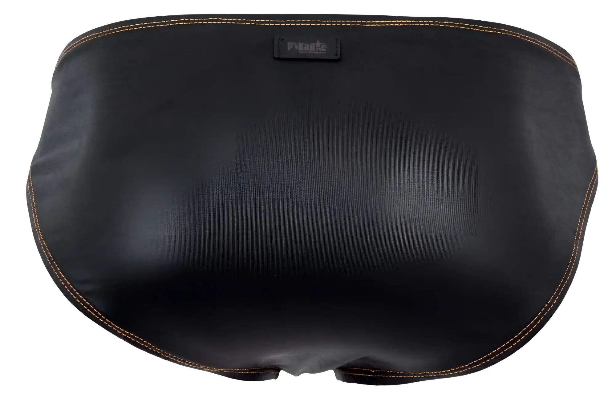 Black pikante PIK 2121 Gold Cup briefs with leather-backed massage cushion and tan stitching visible on the back side