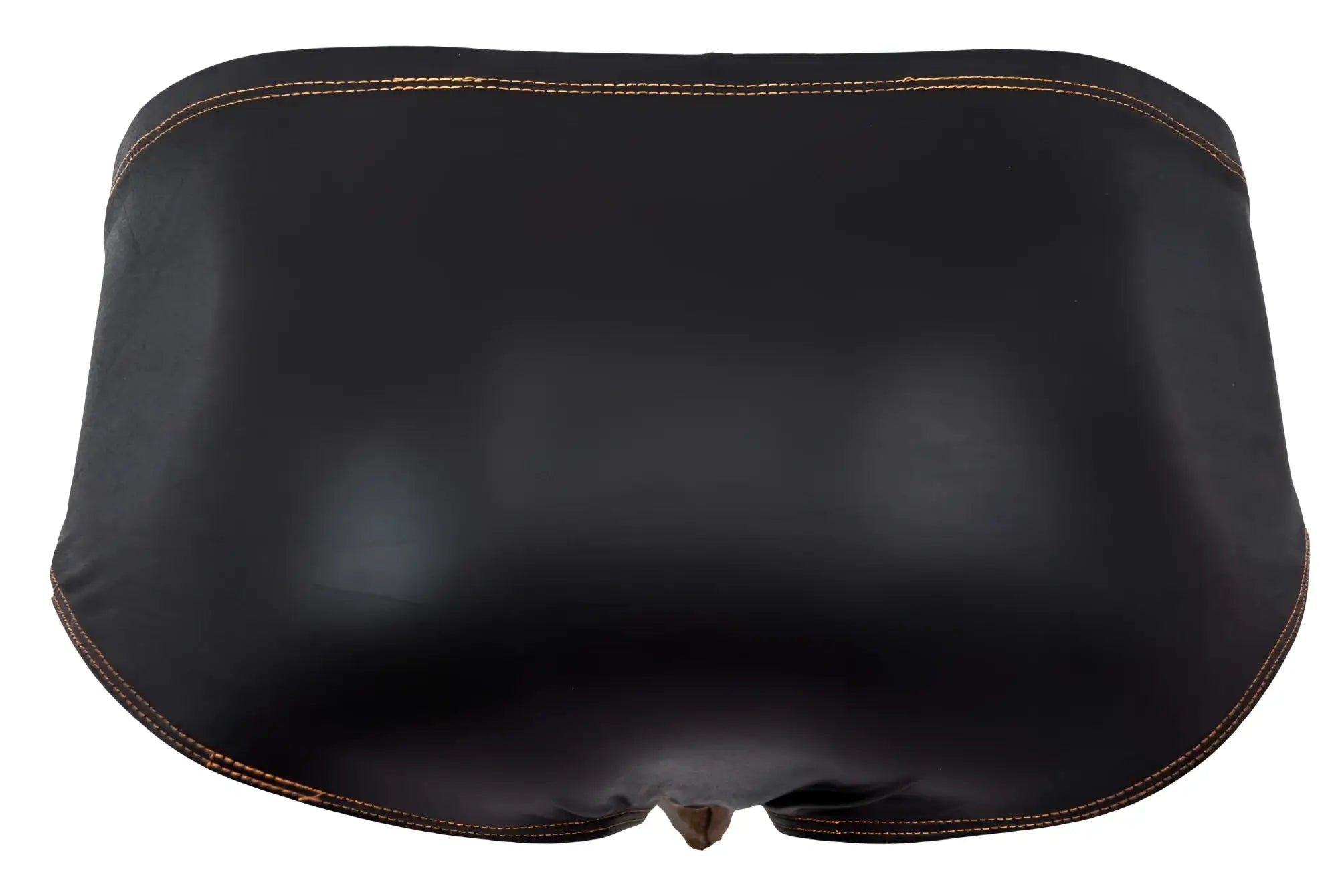 Black leather Pikante PIK 2122 Gold Cup briefs with contrasting tan stitching along the edges in black color