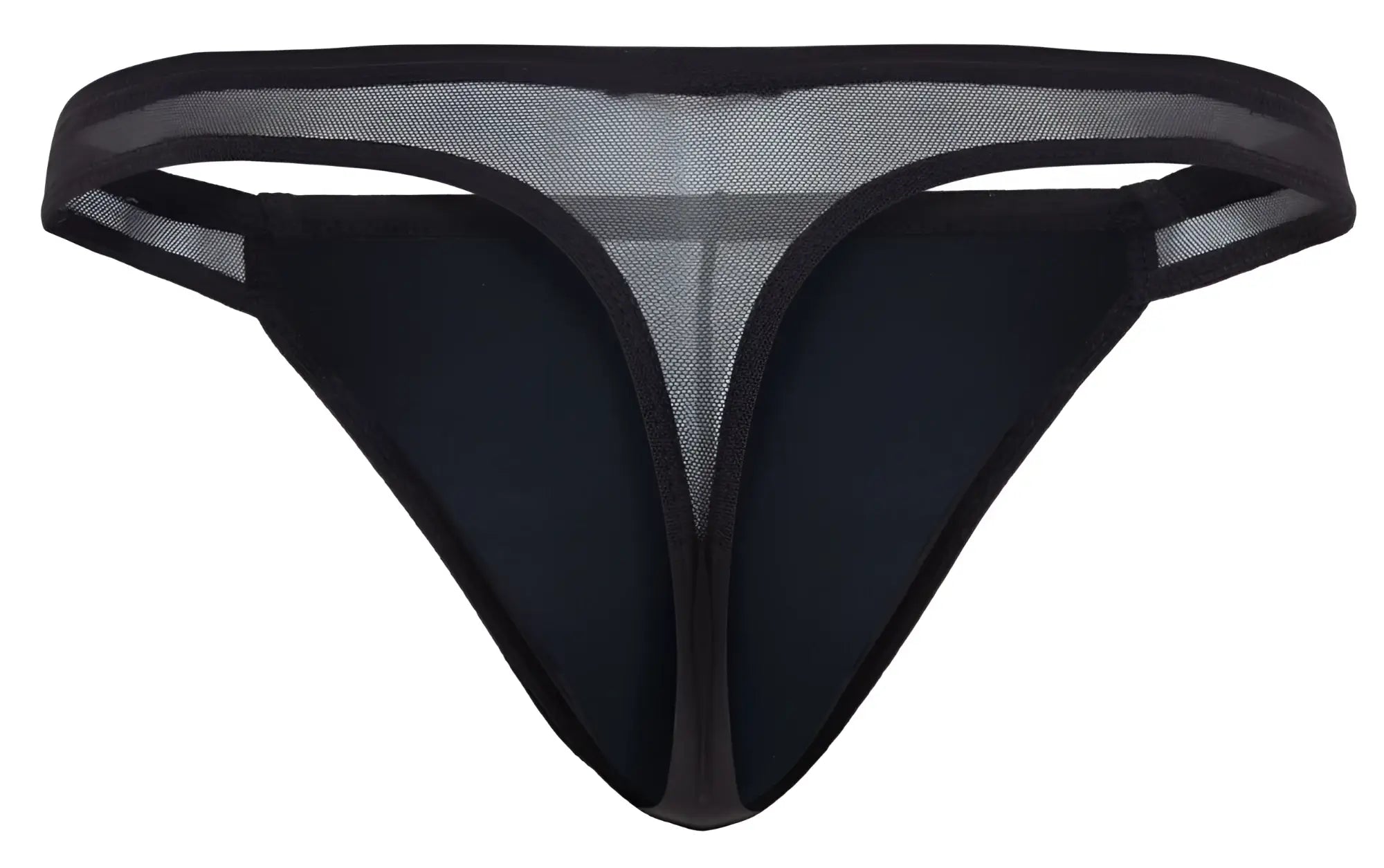 Black mesh thong pikante pik 2123 gold cup with solid black fabric front and trim in color black