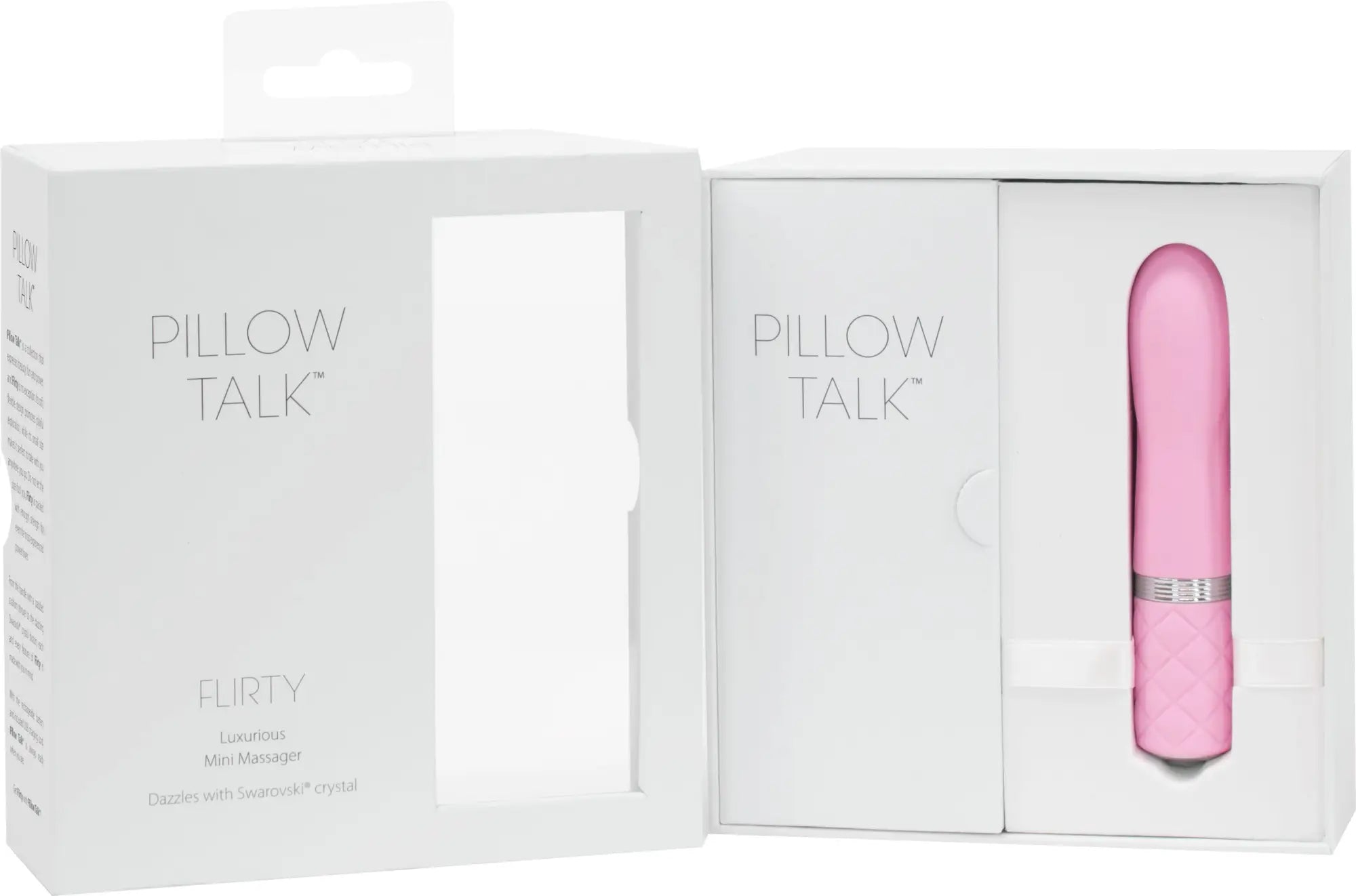 Pink pillow talk flirty mini massager with silver band designed for personal relaxation and pleasure