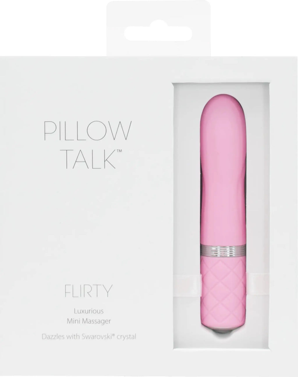 Pink pillow talk flirty mini massager with quilted texture and silver accent band from Pillow Talk Pillow Talk Flirty