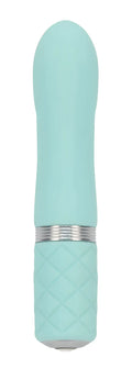 Mint green silicone vibrator with silver metallic band and quilted grip from Pillow Talk Pillow Talk Flirty Teal collection