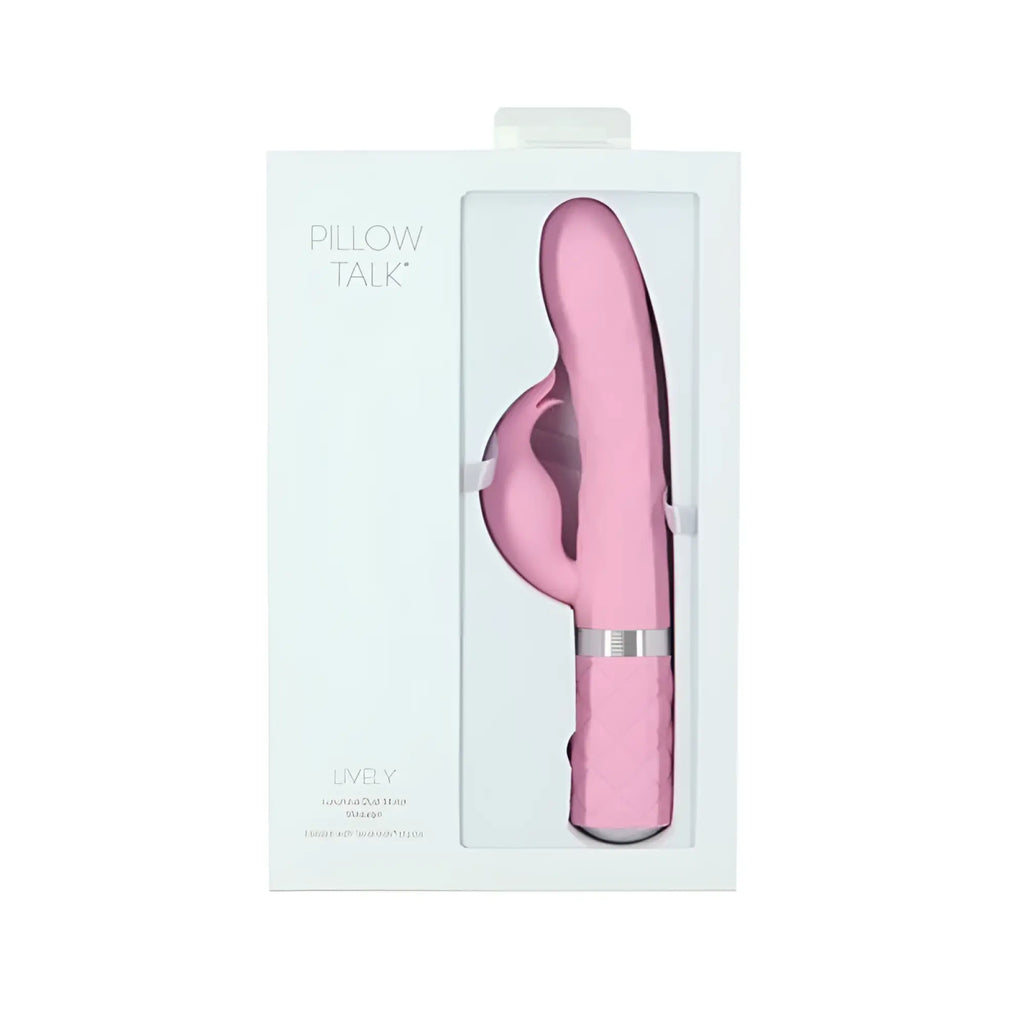 Pink pillow talk lively personal massager with smooth curved design and silver accent band for intimate relaxation