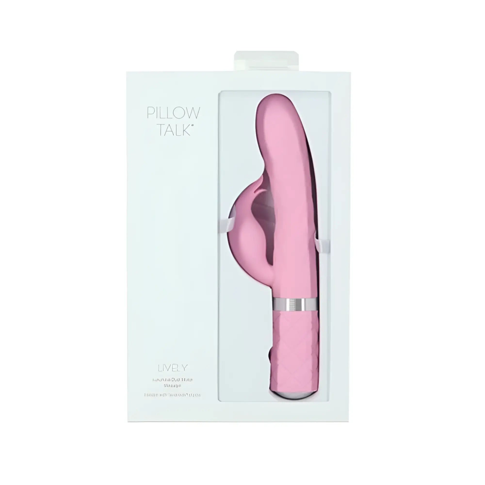 Pink pillow talk lively personal massager with smooth curved design and silver accent band for intimate relaxation