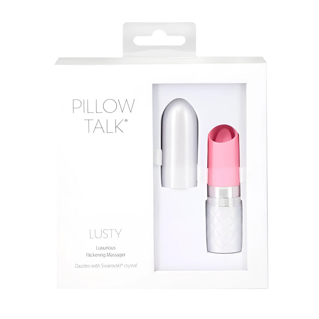 Pink and silver pillow talk lusty flickering massager with swarovski crystal designed for luxurious pleasure