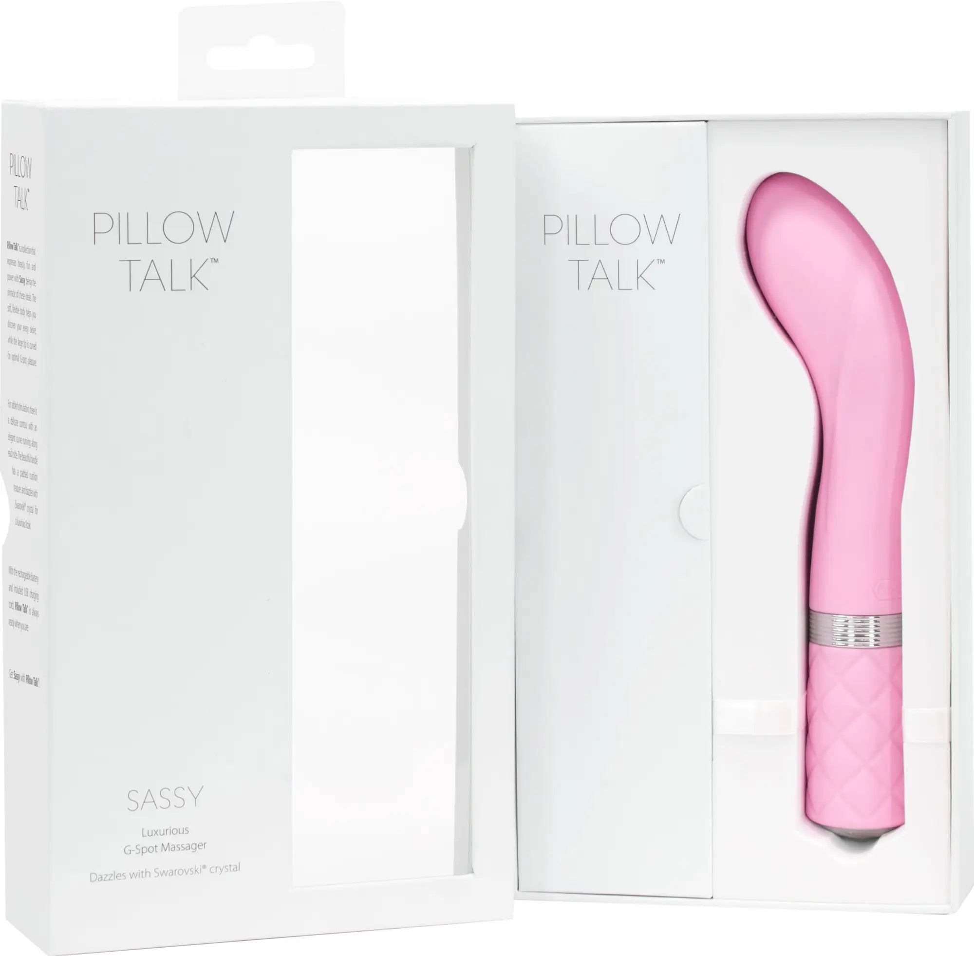Pink pillow talk sassy g-spot massager with silver textured band designed for targeted pleasure stimulation