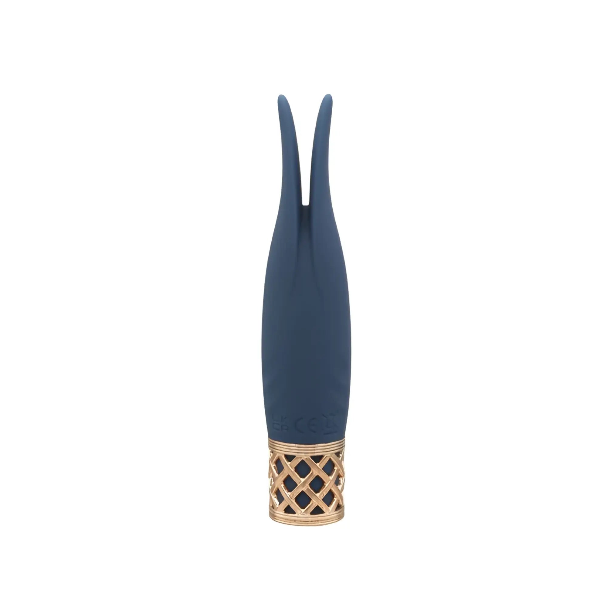Pillow talk secrets playful massager deep blue silicone body with gold-toned lattice patterned base adult toy