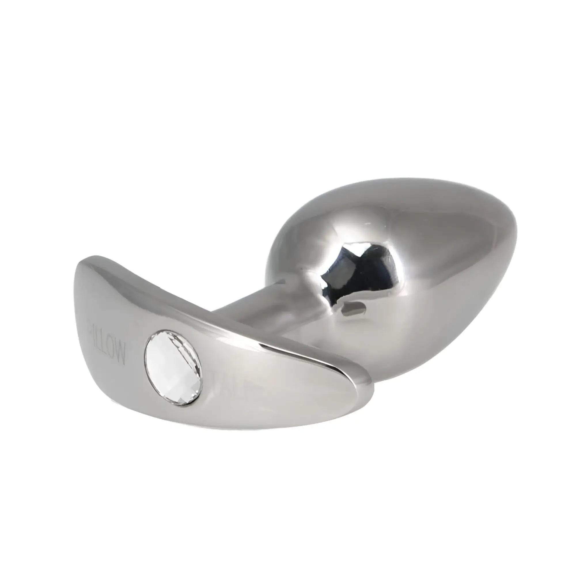 Silver-plated metal anal plug with smooth rounded head and integrated flange from pillow talk sneaky luxurious series