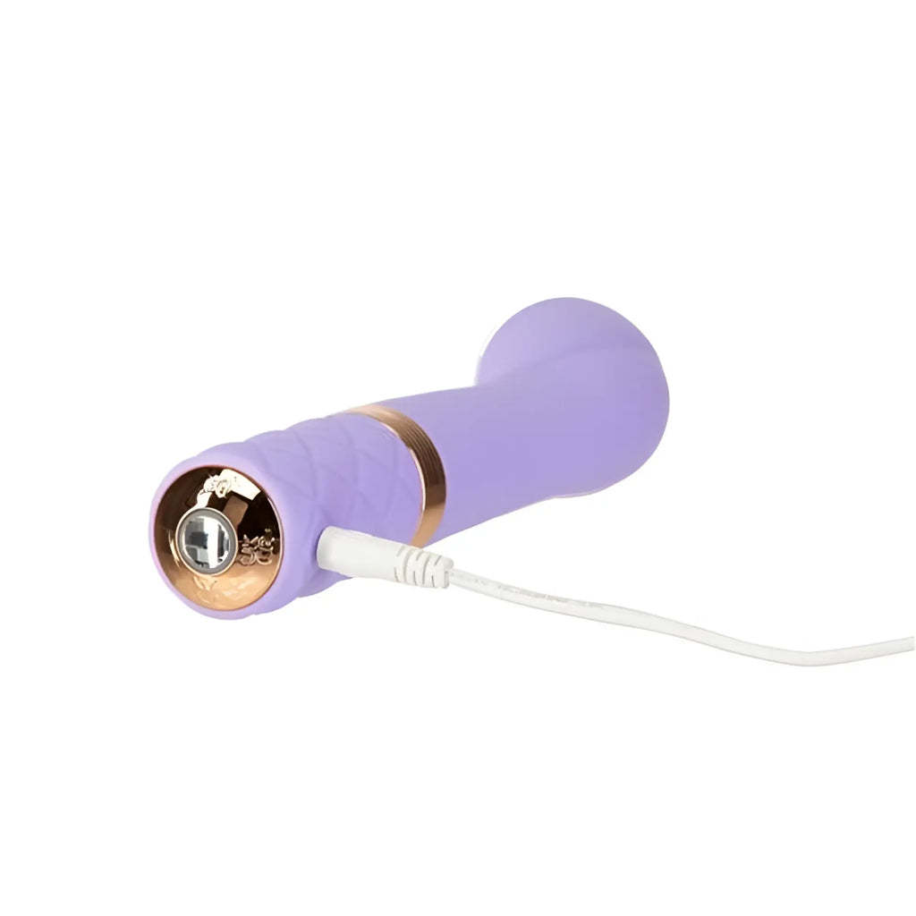 Lavender silicone pillow talk special edition sassy g spot massager with rose gold accents and charging cable