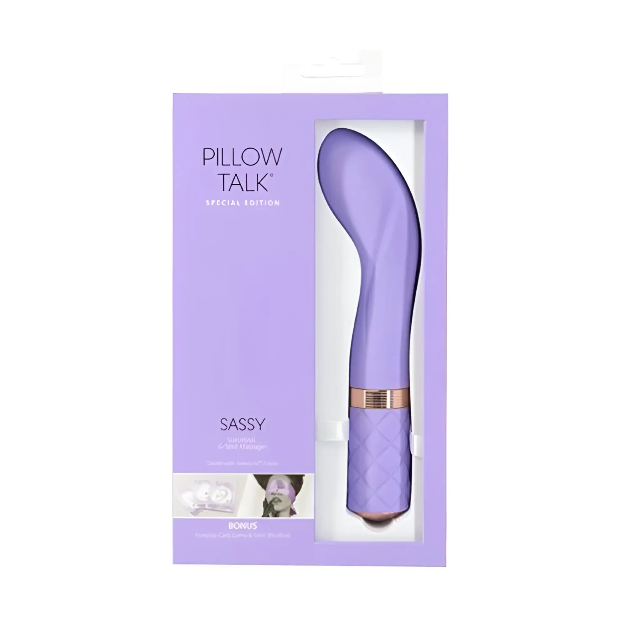 Purple silicone pillow talk sassy special edition g spot massager with rose gold accent and textured grip