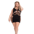 Black pink lipstick dynamite diva mini dress with intricate cut-out detailing along sides and torso