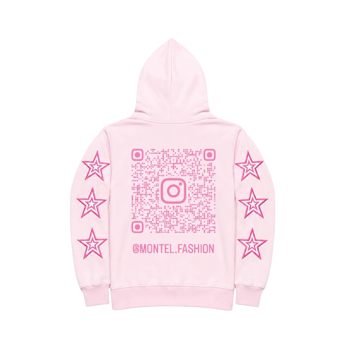 Baby-Pink Star Cotton Graphic Hoodie