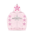 Baby-Pink Star Cotton Graphic Hoodie