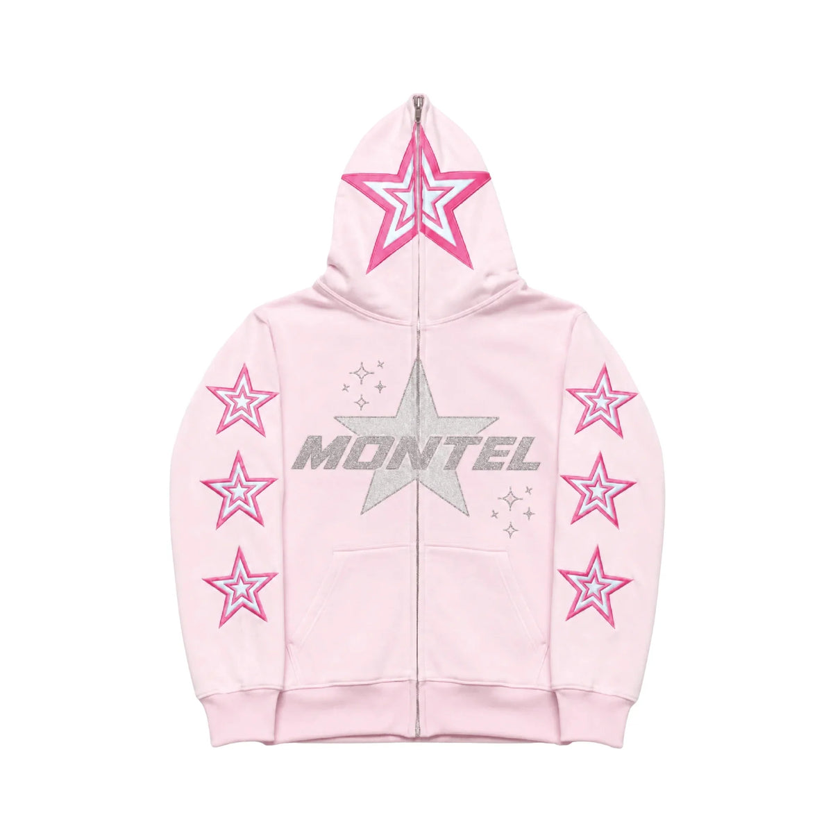 Baby-Pink Star Cotton Graphic Hoodie