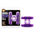 Purple translucent double vibrating cock ring with heart and bone designs from play with me double play line