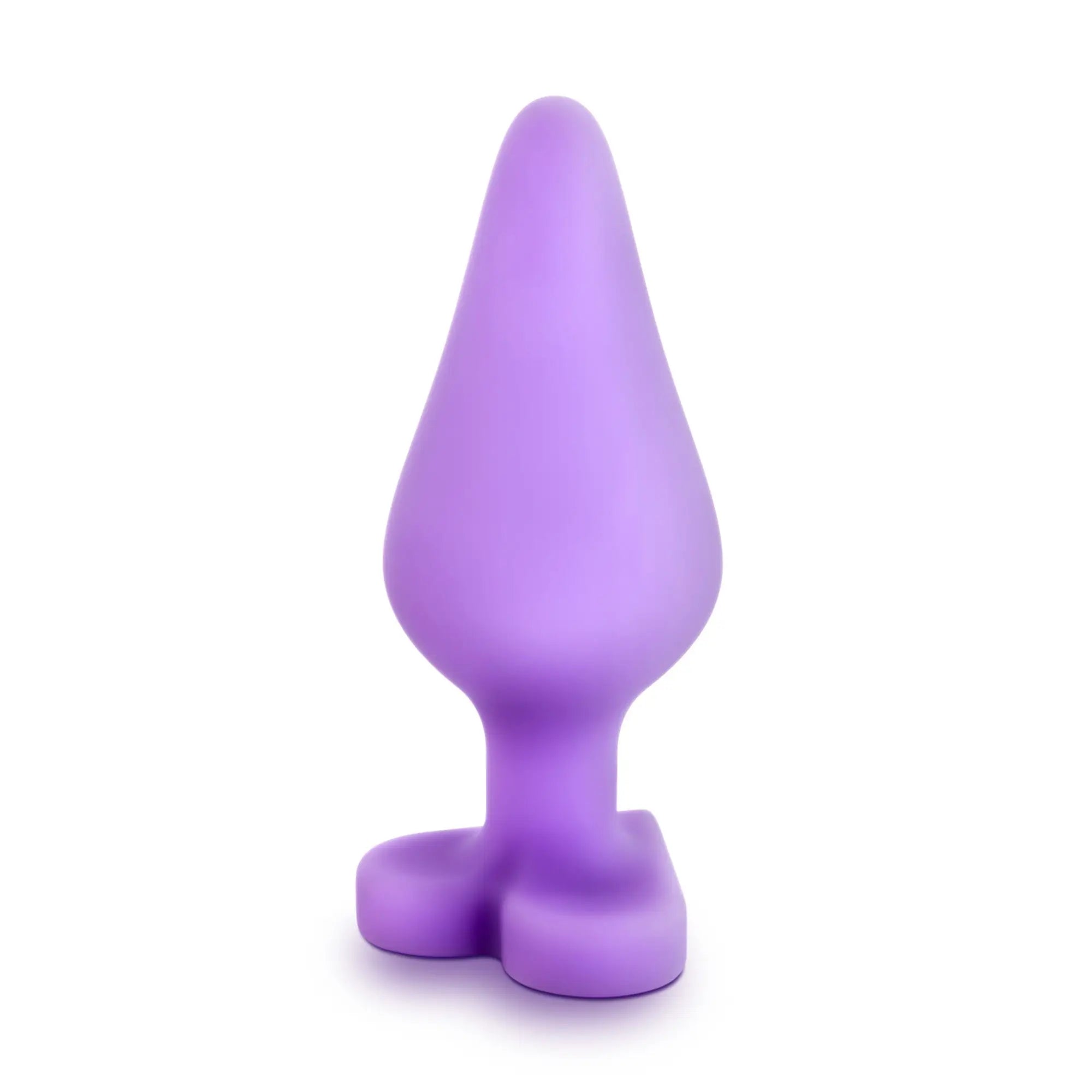Purple silicone butt plug play with me naughtier candy heart fuck me with tapered teardrop head and wide stable base
