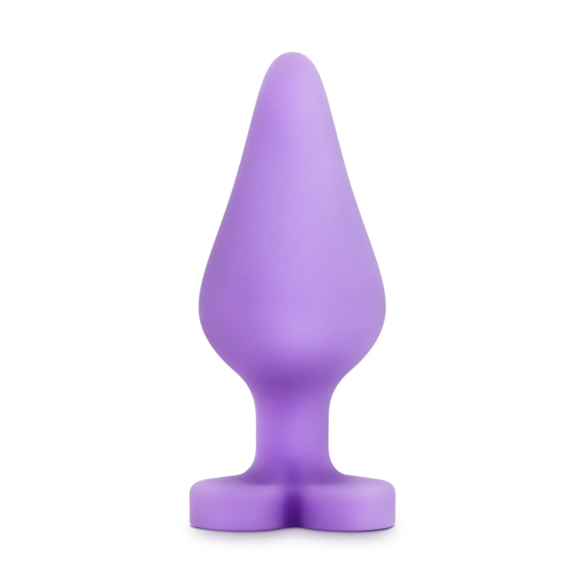 Purple silicone butt plug play with me naughty candy heart do me now with tapered rounded tip and wide stable base