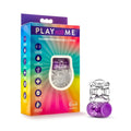 Play with me pleaser rechargeable c ring in purple with clear plastic flexible band and textured base for intimate use