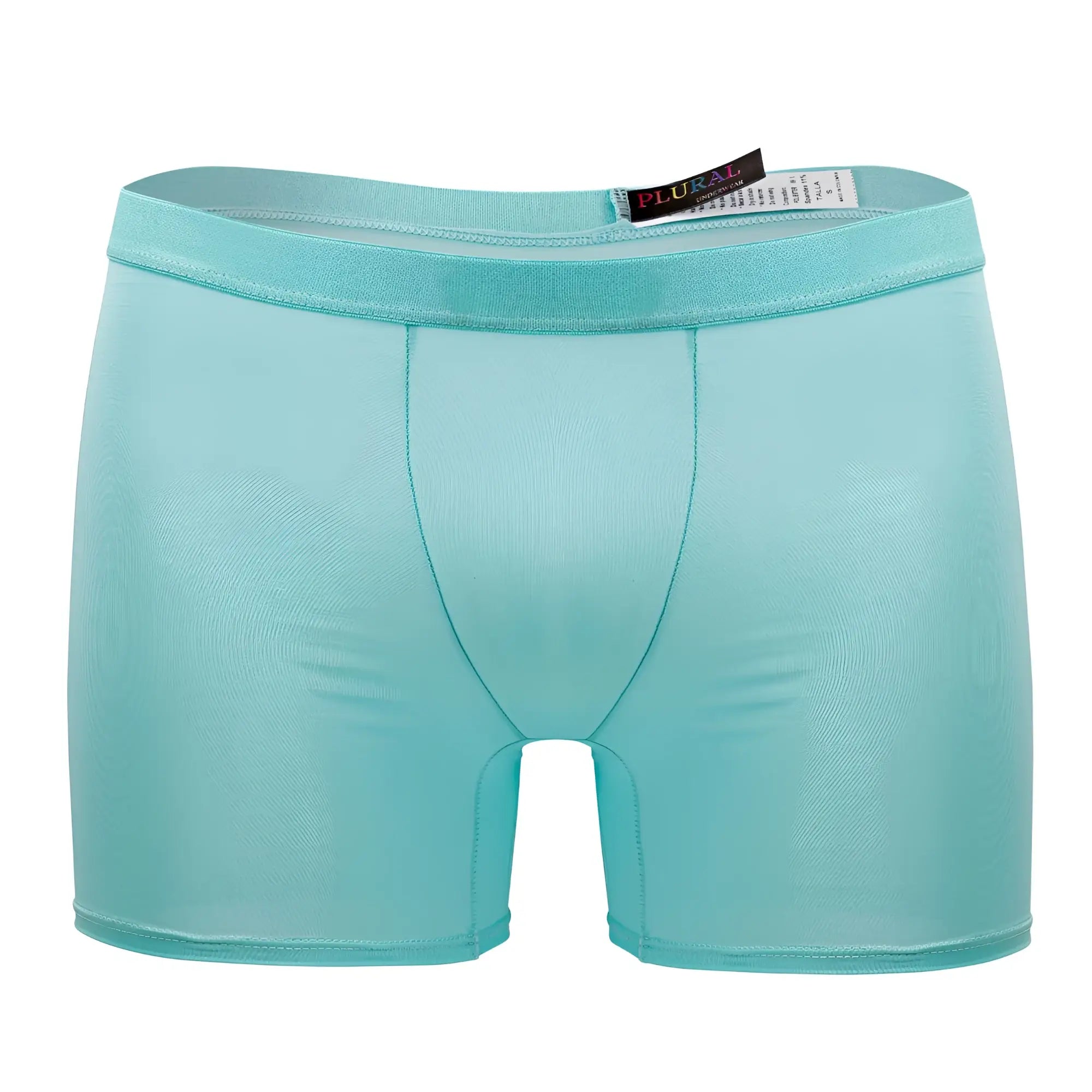 Light blue plural pl008 boxer briefs with smooth ribbed fabric and elastic waistband in mint green color