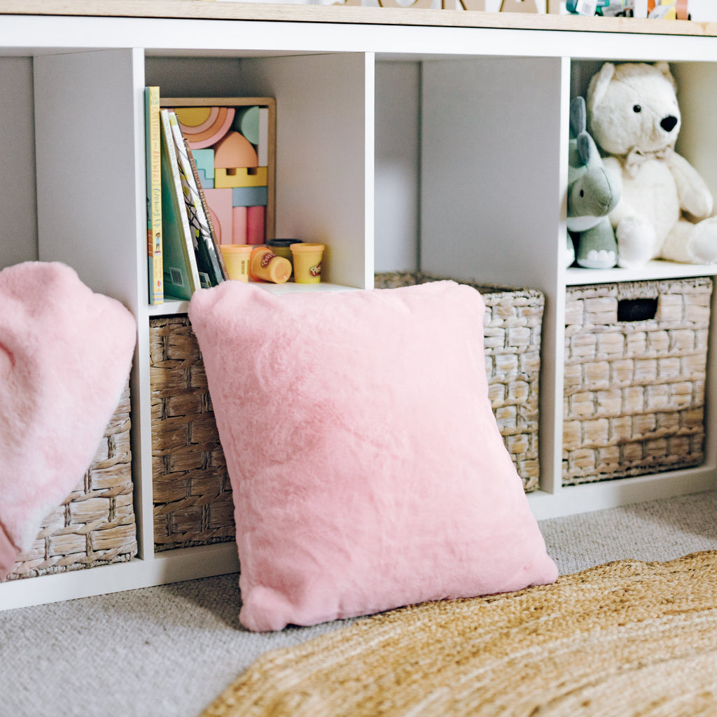 Cloud Plush Fur Cushion Cover with Insert - Soft Pink