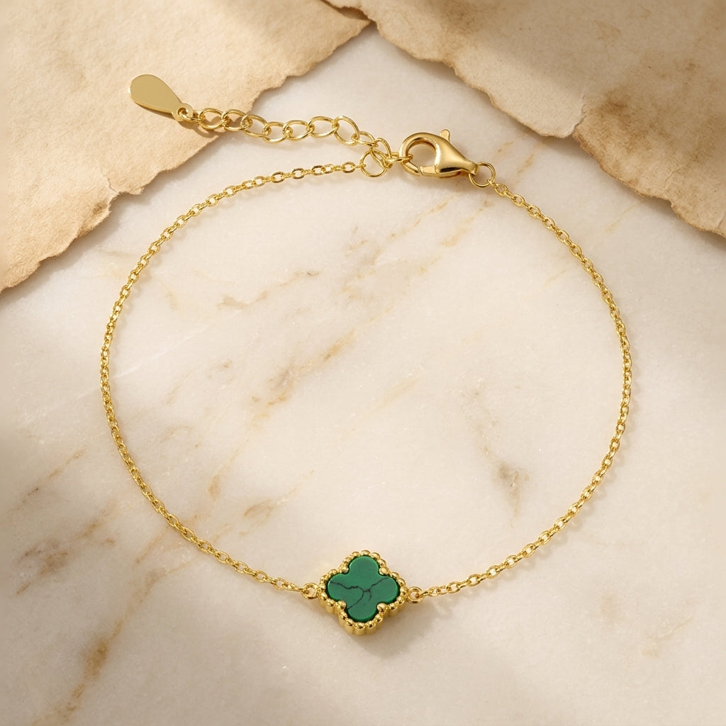 14K Gold-Plated Sterling Silver Flower Bracelet