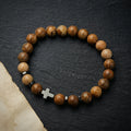 Blaze Jasper Beaded Bracelet with Steel Cross Pendant