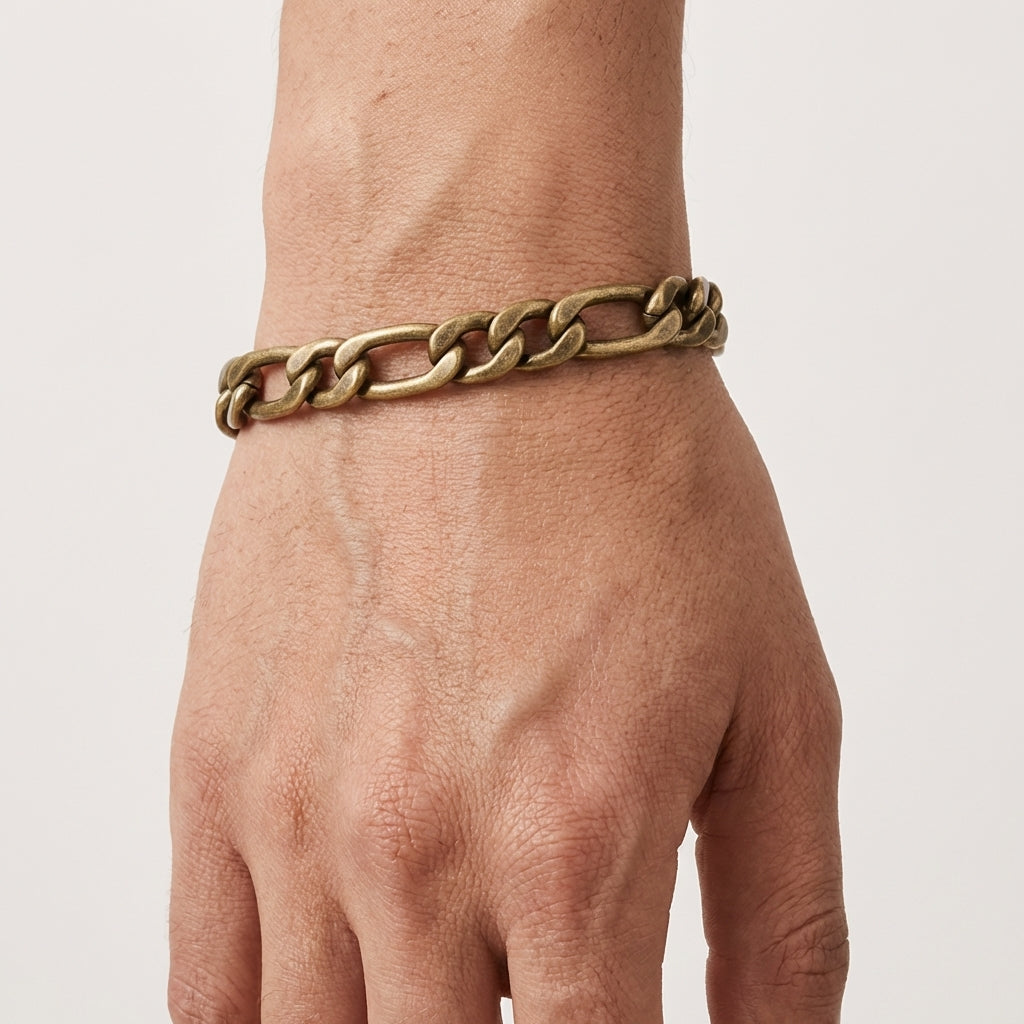 Blaze Men's Stainless Steel Figaro Link Bracelet, Bronze