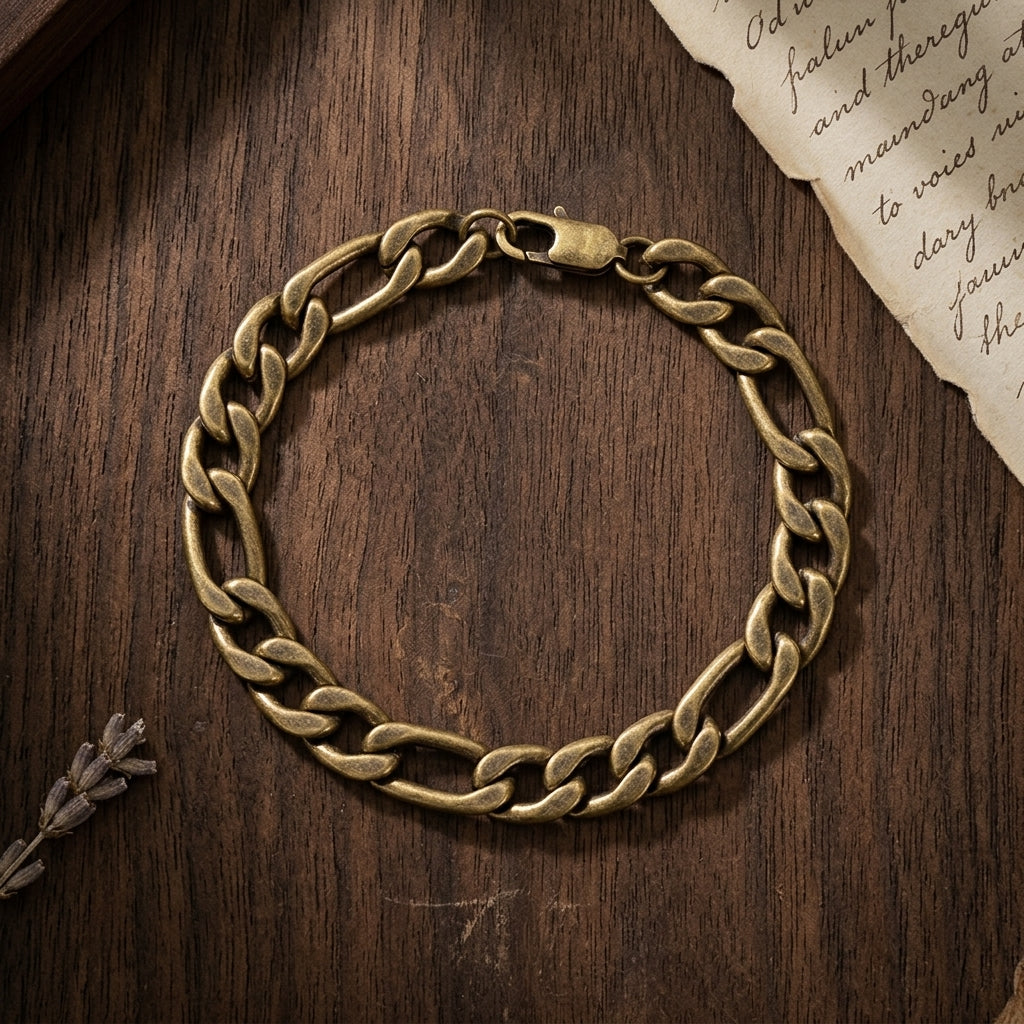 Blaze Men's Stainless Steel Figaro Link Bracelet, Bronze