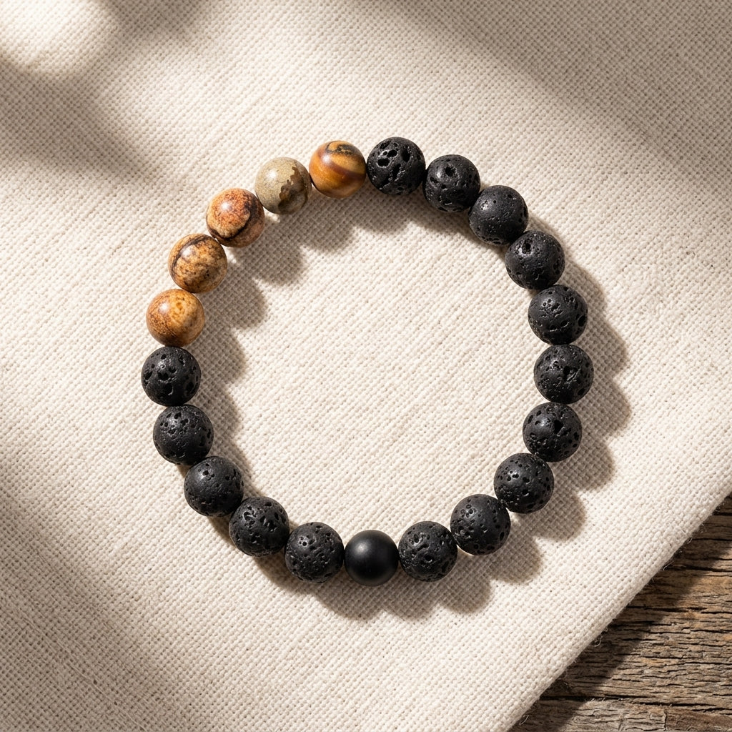 Blaze Men's Black Natural Stone Bracelet