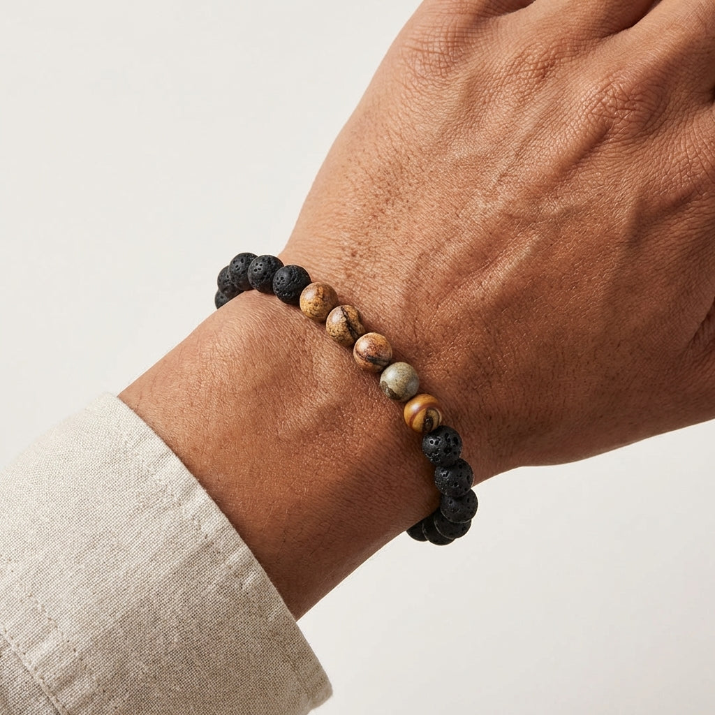 Blaze Men's Black Natural Stone Bracelet