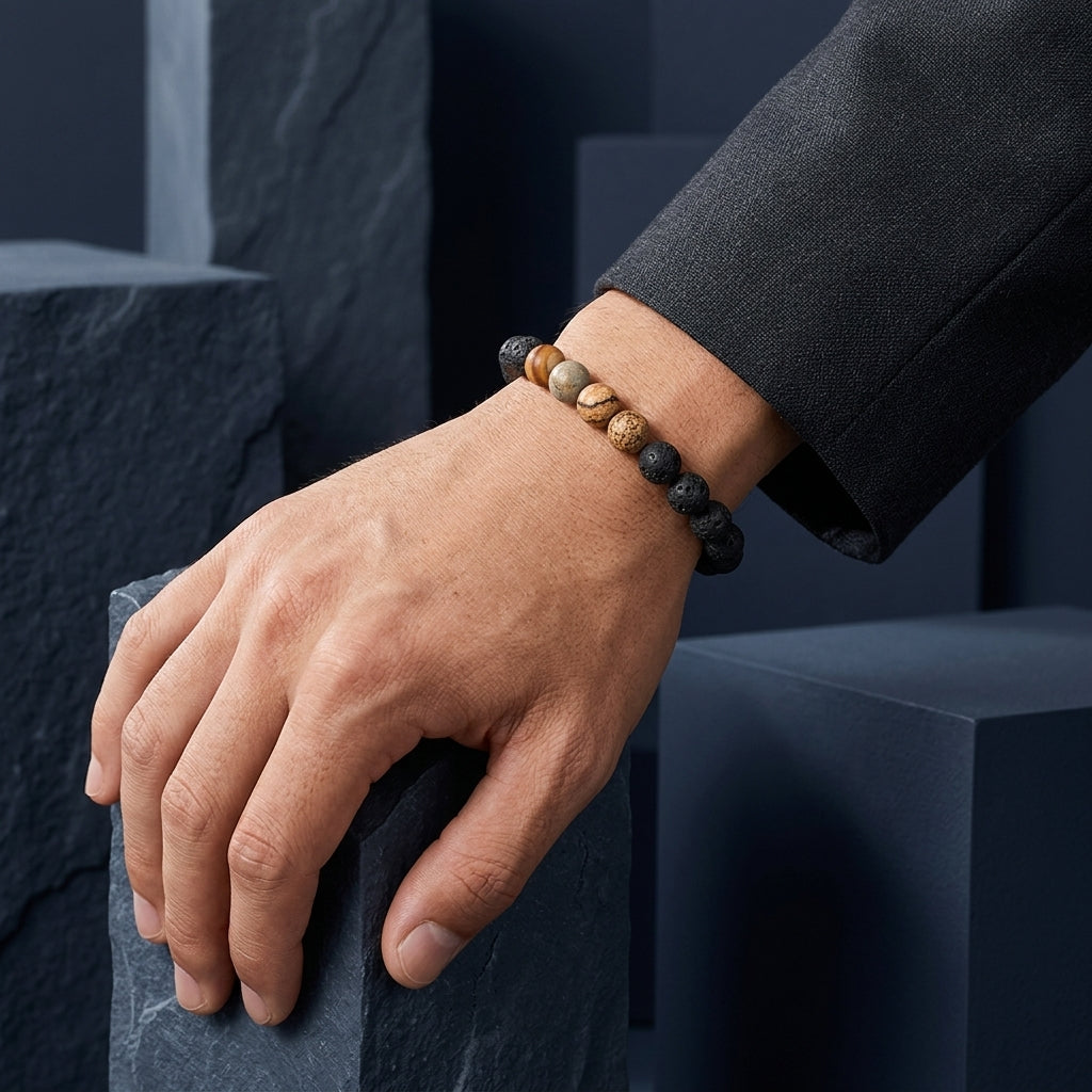 Blaze Men's Black Natural Stone Bracelet