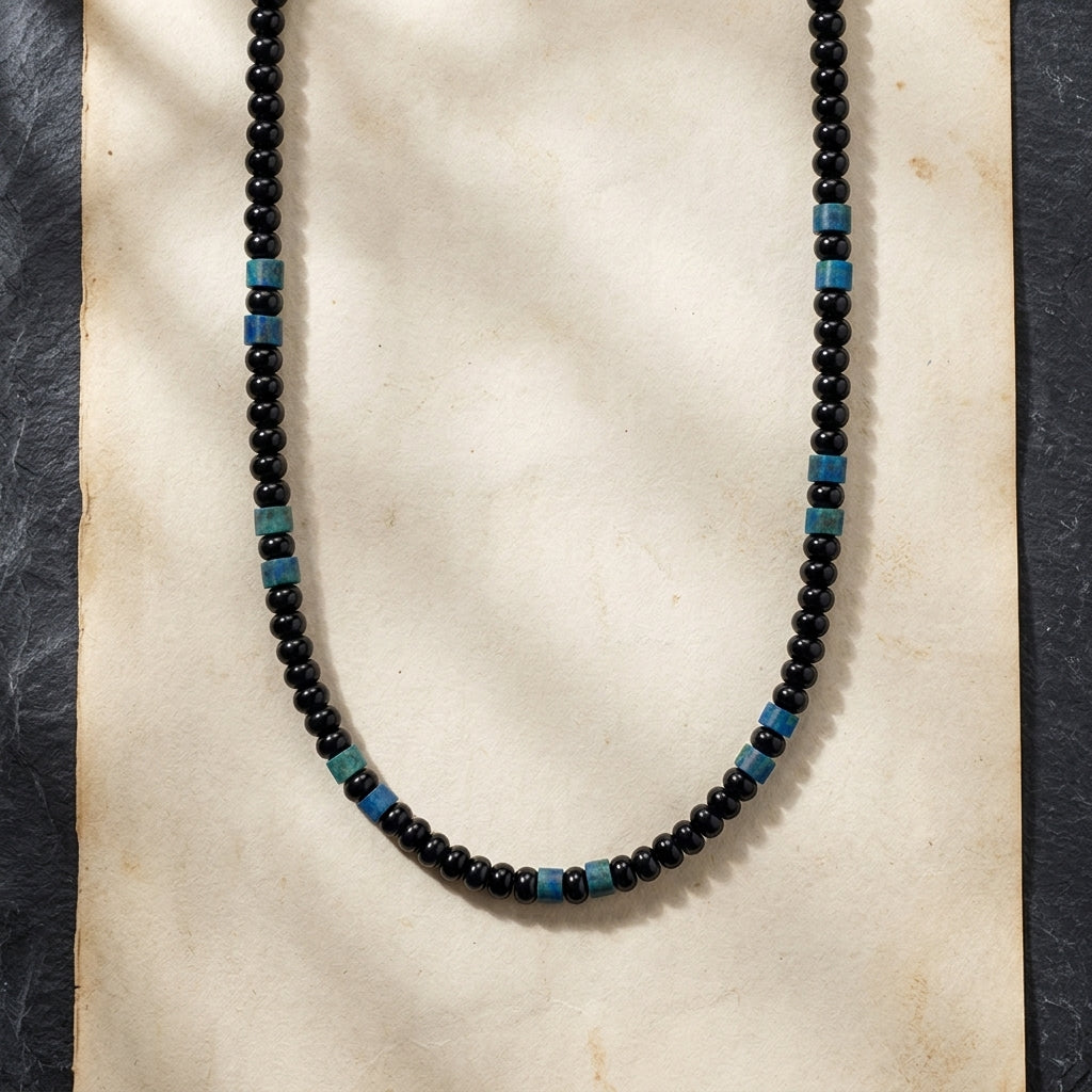 Blaze Men's Black & Sodalite Bead Necklace