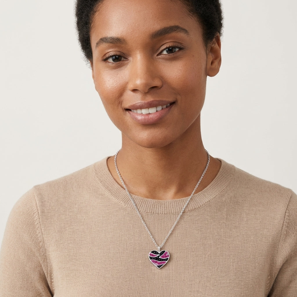 Heart Sterling Silver Necklace with Crystal