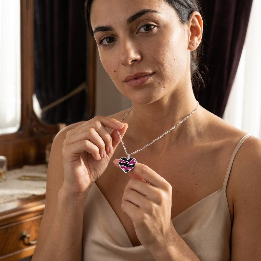 Heart Sterling Silver Necklace with Crystal