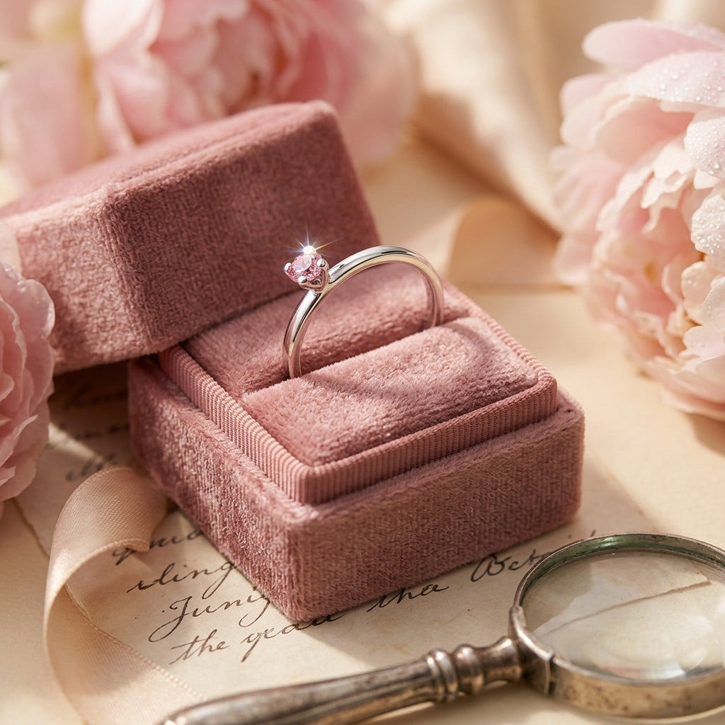 Stackable Ring, Pink Cubic Zirconia, Sterling Silver