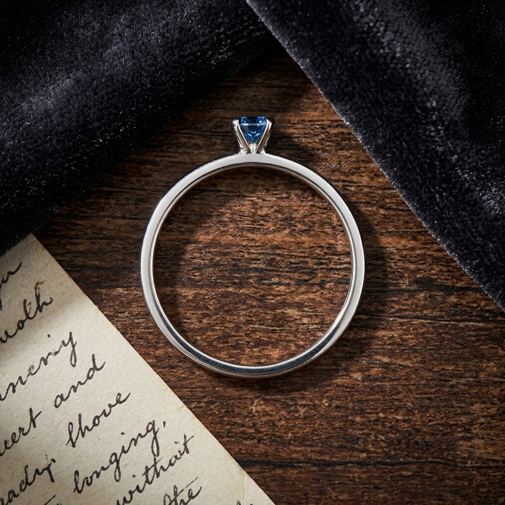 Stackable Ring, Blue Spinel, Sterling Silver