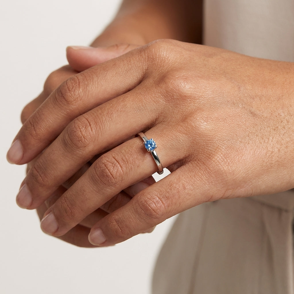 Stackable Ring, Blue Spinel, Sterling Silver