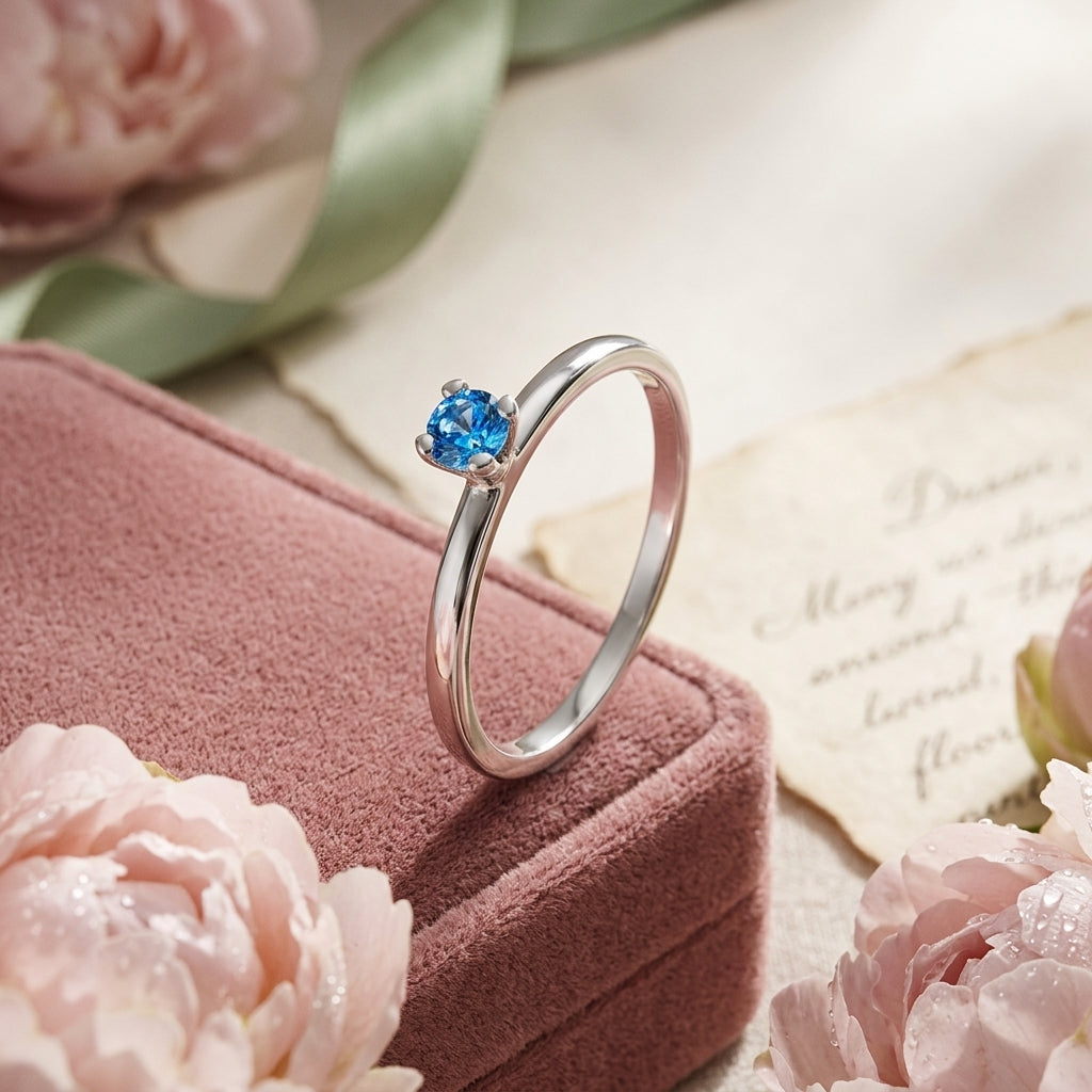 Stackable Ring, Blue Spinel, Sterling Silver