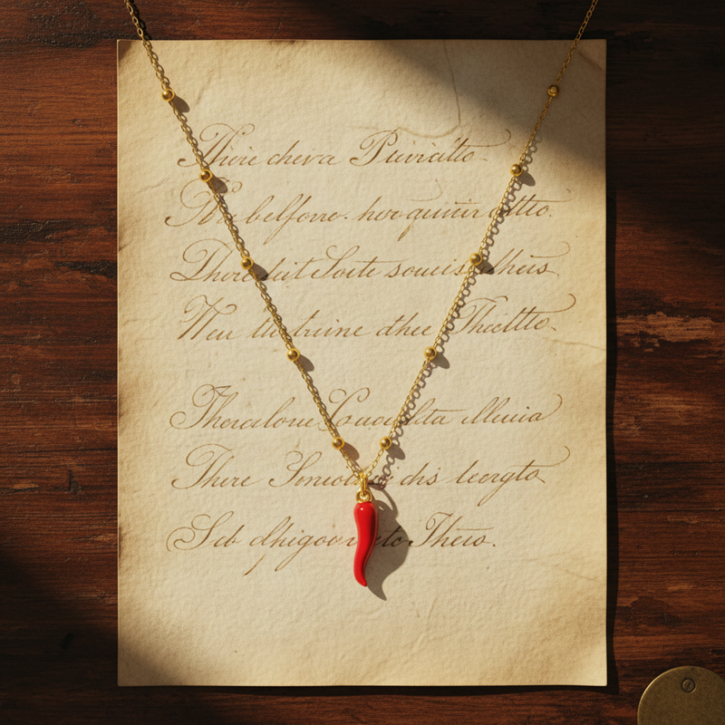 "Spicy Red" Cornicello Necklace – Sterling Silver Satellite Chain