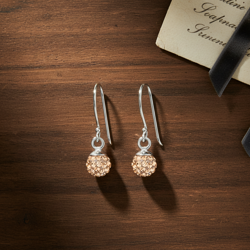 Silver Crystal Ball Earrings