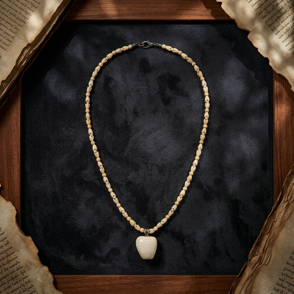 Late Victorian Carved Ivory Apple Pendant Necklace Silver Clasp 48cm Antique