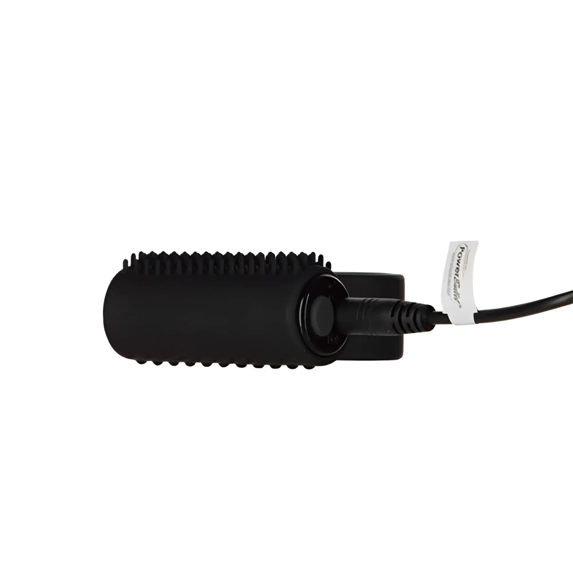 Black powercolor usb charging cable with textured ribbed grip and compact rectangular connector for powerbullet cock ring