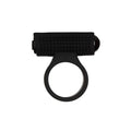 Black silicone powerbullet cosmic cock ring with textured grip and rounded ends for enhanced comfort and stimulation