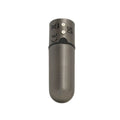 Silver metallic powerbullet first class 6cm rechargeable crystal gun metal device with two circular buttons and regulatory markings