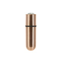 Copper-colored rechargeable powerbullet vibrator with black band and silver tip in crystal rose gold finish