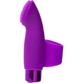Purple silicone finger vibrator with bristled head and metallic purple base from powerbullet naughty nubbies series
